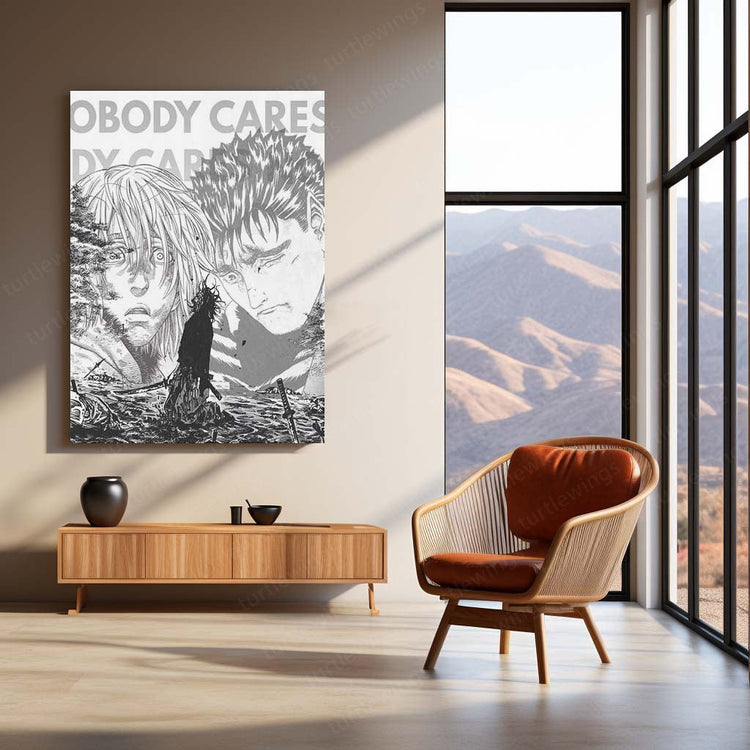 Sad Anime Poster | Nobody Cares | Emotional Art | High-Quality Metal Print