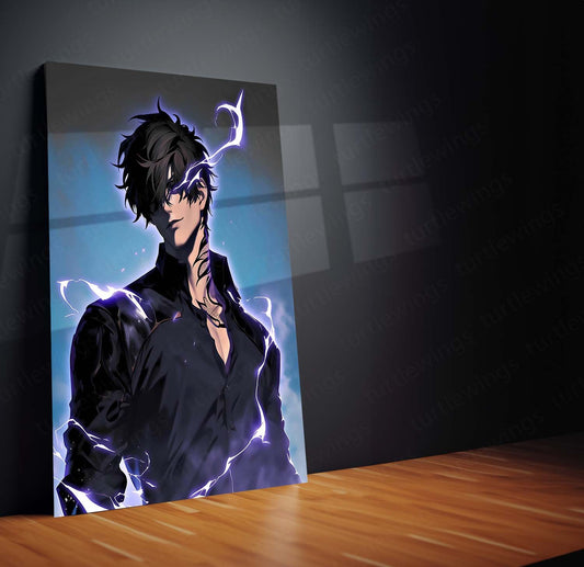 Shadow Sovereign - Sung Jin Woo Metal Poster | Solo Leveling Anime Wall Art | HD Print