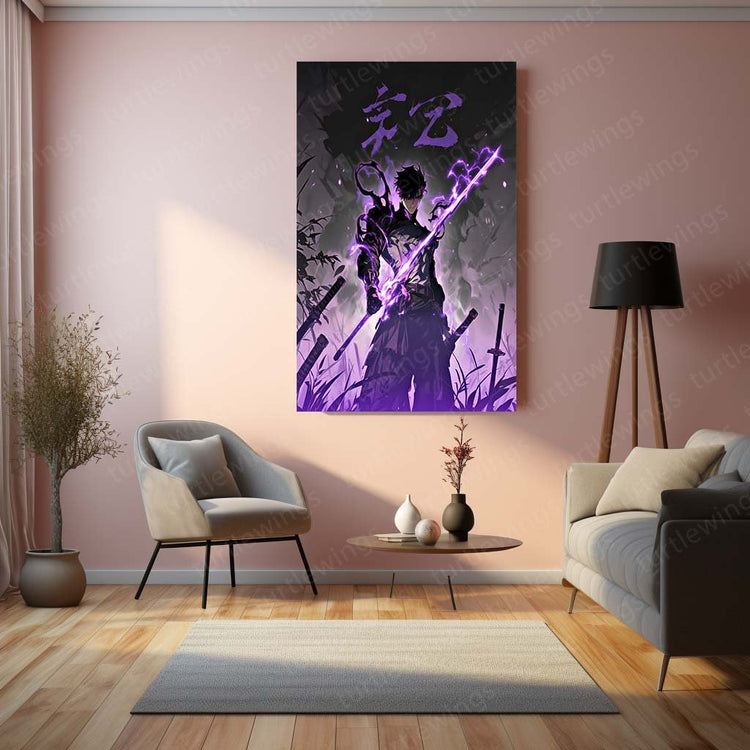 Shadow Sovereign - Sung Jin Woo Metal Poster | Solo Leveling Anime Wall Art | HD Print 2