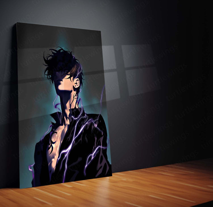 Shadow Sovereign - Sung Jin Woo Metal Poster | Solo Leveling Anime Wall Art | HD Print 3