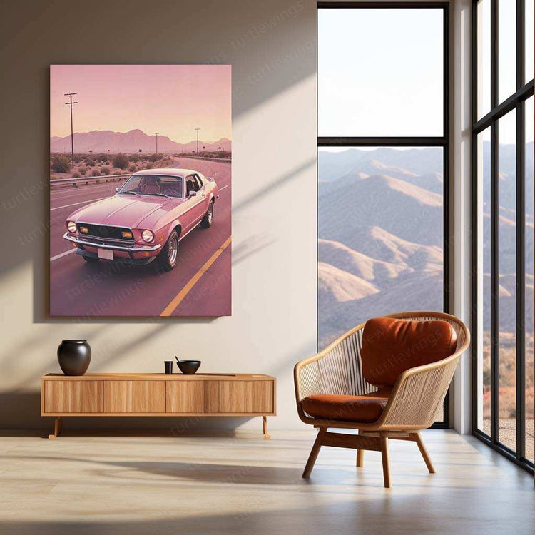 Pink Mustang Metal Poster – Bold, Sleek & Aesthetic Muscle Car Art - TURTLEWINGS 