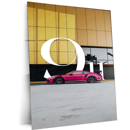 Pink Porsche GT3 RS Metal Poster | Bold and Stylish | Car Art