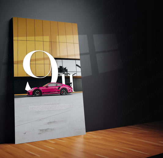 Pink Porsche GT3 RS Metal Poster | Bold and Stylish | Car Art