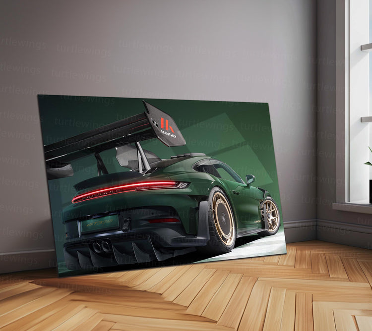 2025 Porsche 911 GT3 RS with Manthey Kit Neon LED Metal Frame – Ultimate Sports Car Wall Art