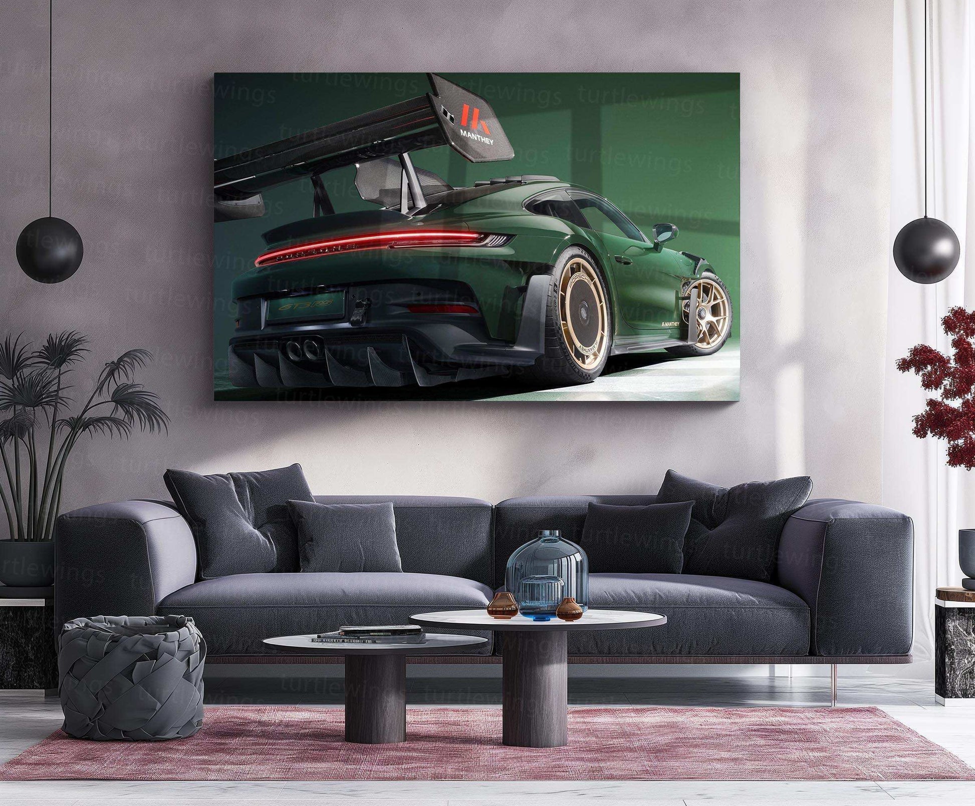 2025 Porsche 911 GT3 RS with Manthey Kit Neon LED Metal Frame â Ultimate Sports Car Wall Art - TURTLEWINGS 