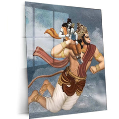 Ram Hanuman Metal Poster – Divine Devotion Wall Art | Spiritual Hindu Decor