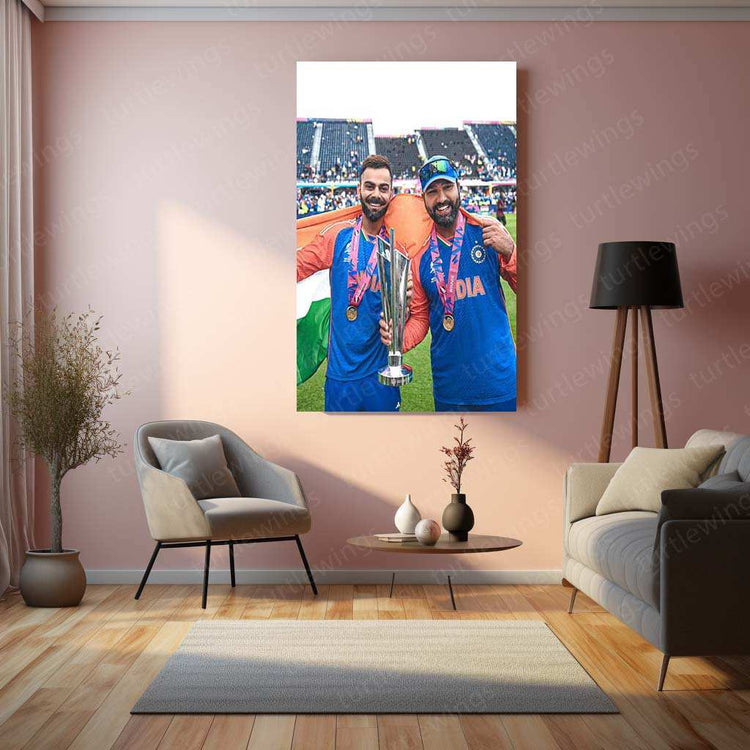 RO-KO Metal Poster – Rohit Sharma & Virat Kohli Wall Art | Team India Cricket Duo - TURTLEWINGS 