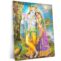 Radha Krishna Metal Poster – Divine Love Wall Art | Spiritual & Aesthetic Decor