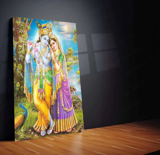 Radha Krishna Metal Poster – Divine Love Wall Art | Spiritual & Aesthetic Decor - TURTLEWINGS 