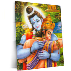 Ram Hanuman Metal Poster – Divine Devotion Wall Art | Spiritual Hindu Decor 2