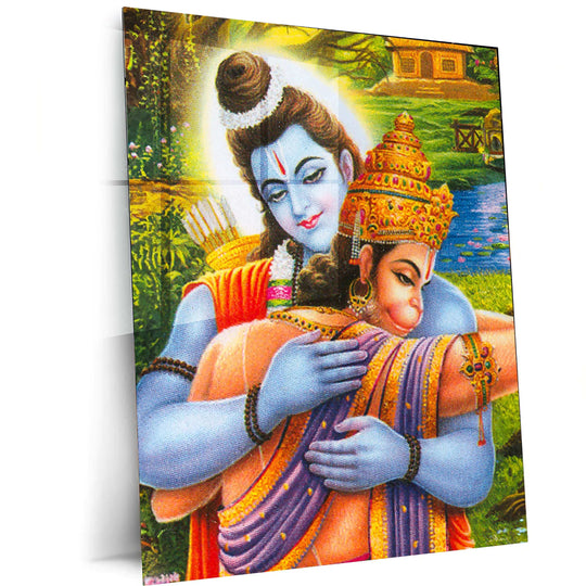 Ram Hanuman Metal Poster – Divine Devotion Wall Art | Spiritual Hindu Decor 2 - TURTLEWINGS 