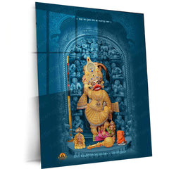 Sarangpur Hanuman Metal Poster – Divine Spiritual Wall Art | Bajrangbali Blessings