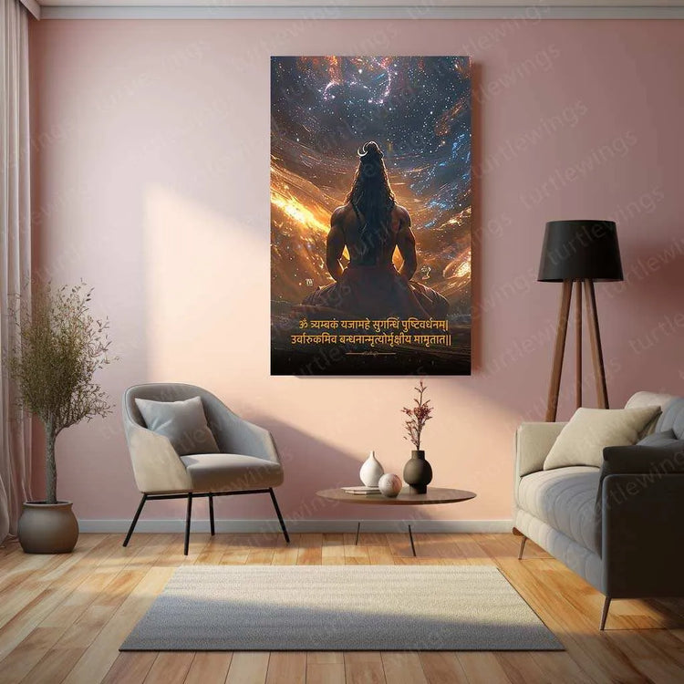 Mahadev Shiva Metal Poster – Divine & Powerful Wall Art - TURTLEWINGS 