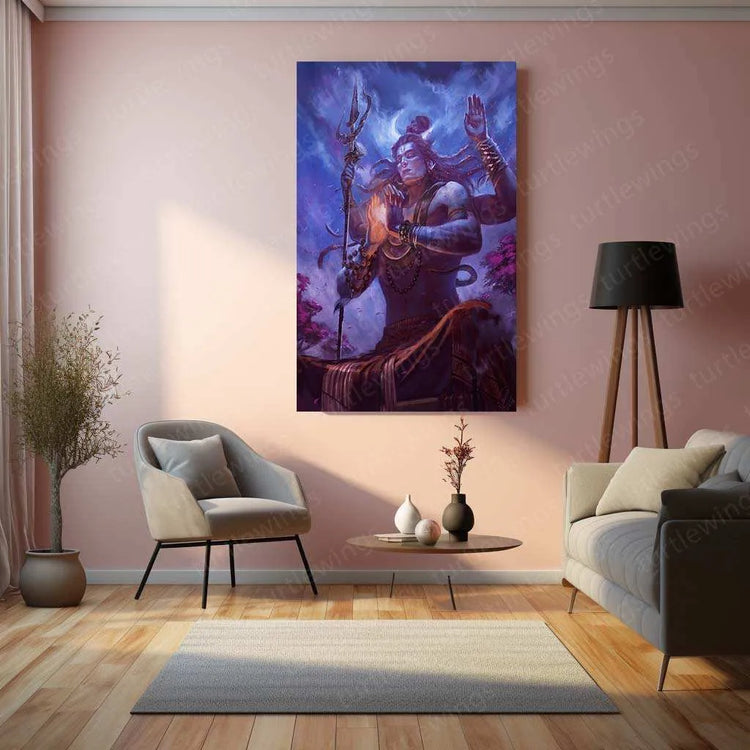 Lord Shiva Metal Poster – Divine Mahadev Wall Art | Hindu Spiritual Decor - TURTLEWINGS 