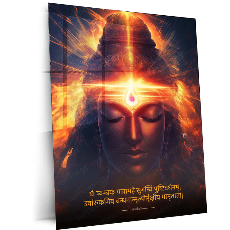 Lord Shiva Portrait Metal Poster | Mahadev Wall Art | Trishul & Third Eye Design - TURTLEWINGS 