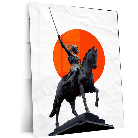 Chhatrapati Shivaji Maharaj Metal Poster – Maratha Warrior King Wall Art | Historical Decor - TURTLEWINGS 