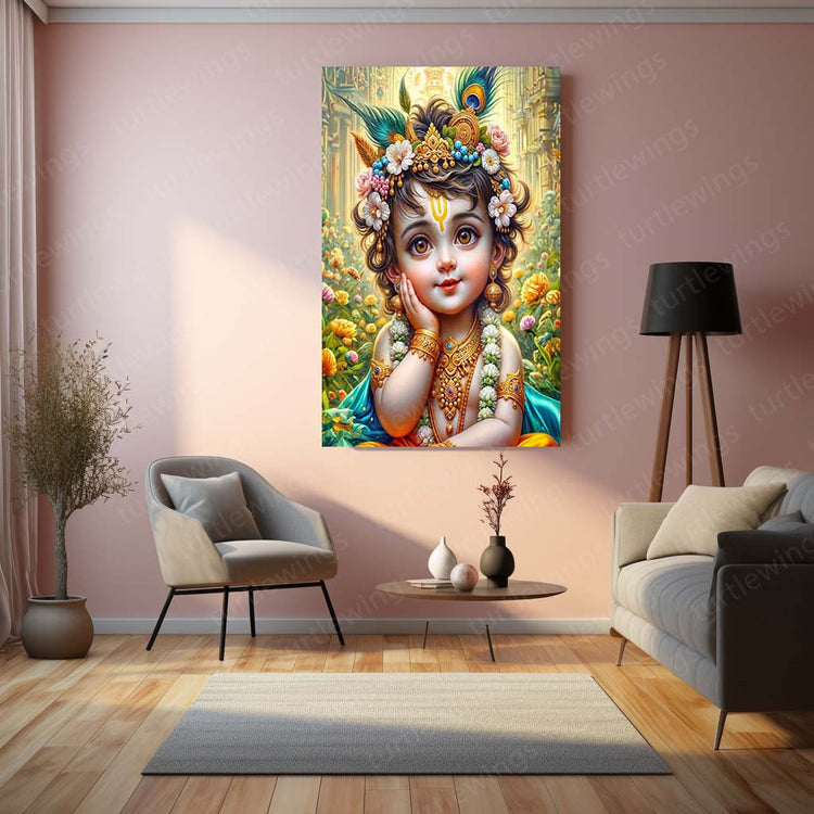 Lord Krishna Metal Poster