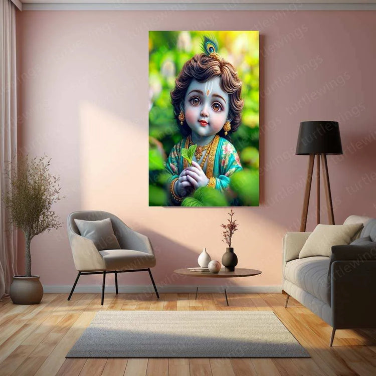 Shri Krishna Metal Poster – Divine Wall Art of Lord Krishna 2 - TURTLEWINGS 