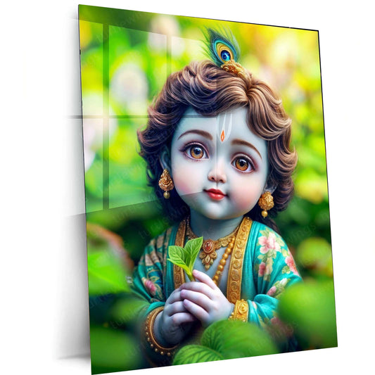 Shri Krishna Metal Poster – Divine Wall Art of Lord Krishna 2 - TURTLEWINGS 