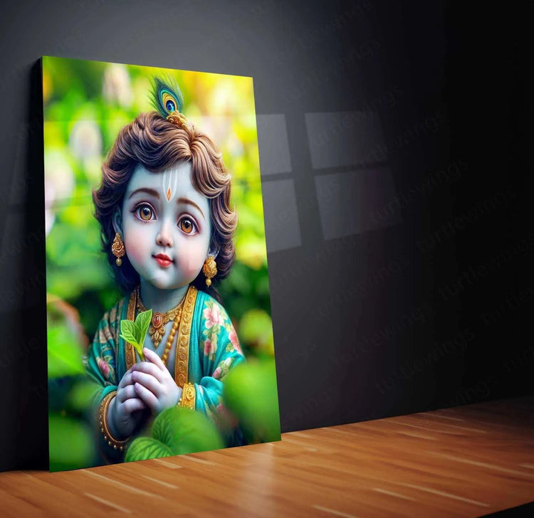 Shri Krishna Metal Poster – Divine Wall Art of Lord Krishna 2 - TURTLEWINGS 