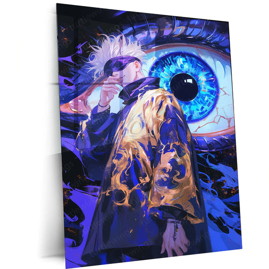 Satoru Gojo Metal Poster | Jujutsu Kaisen Anime Wall Art | Limitless & Six Eyes Decor - TURTLEWINGS 