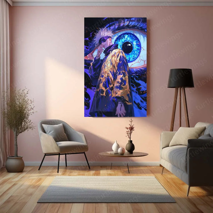 Satoru Gojo Metal Poster | Jujutsu Kaisen Anime Wall Art | Limitless & Six Eyes Decor - TURTLEWINGS 