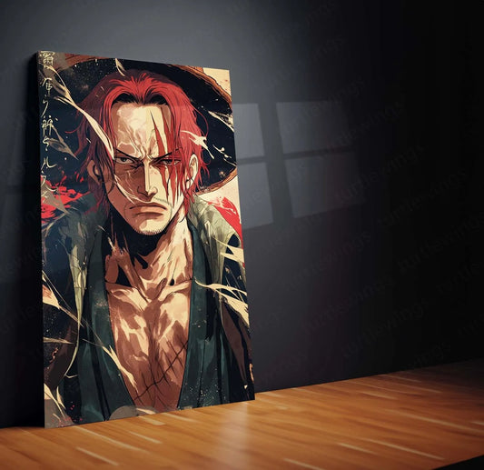 Shanks One Piece Japanese Metal Poster | Yonko Red-Haired Pirate Wall Art 3 - TURTLEWINGS 