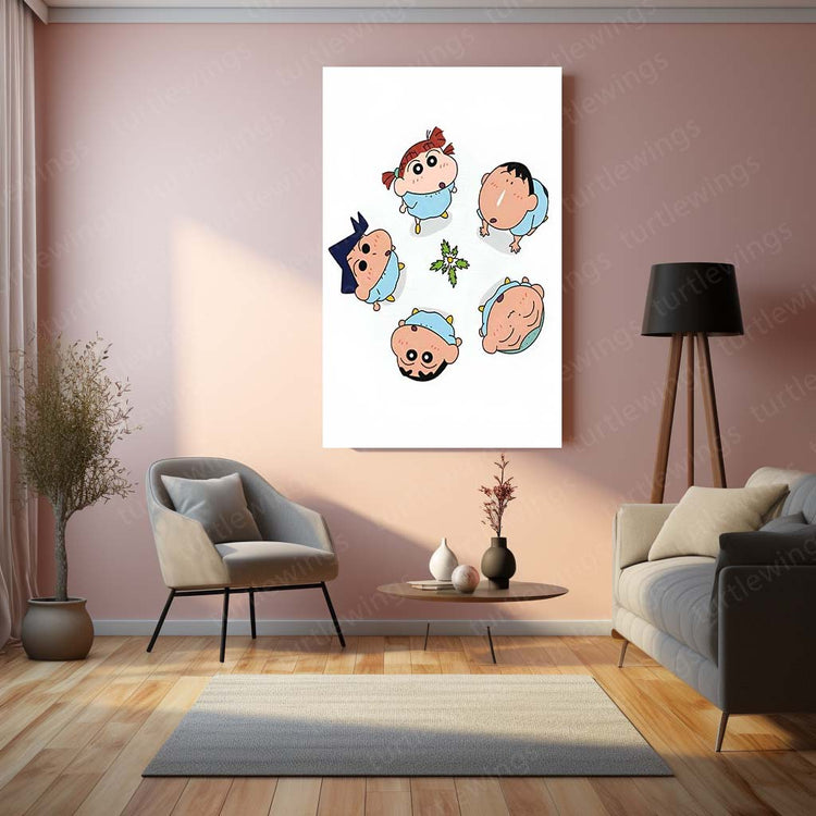 Shinchan with Friends Metal Poster | Fun & Playful | High-Quality Metal Print