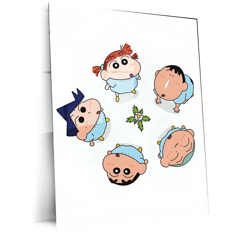 Shinchan with Friends Metal Poster | Fun & Playful | High-Quality Metal Print