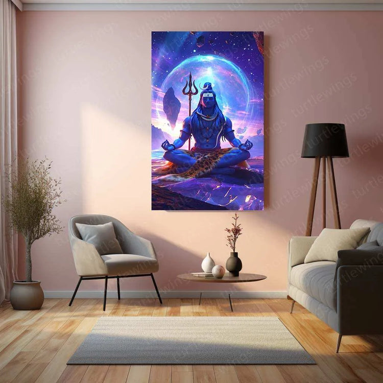 Lord Shiva Metal Poster – Divine Lord of Destruction | Spiritual Hindu Wall Art | Mahadev Decor - TURTLEWINGS 