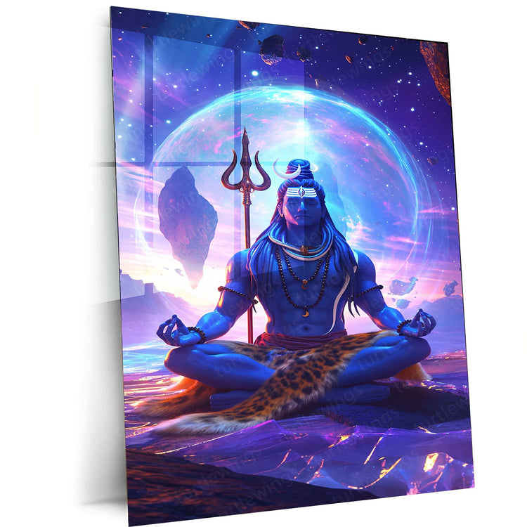 Lord Shiva Metal Poster – Divine Lord of Destruction | Spiritual Hindu Wall Art | Mahadev Decor - TURTLEWINGS 