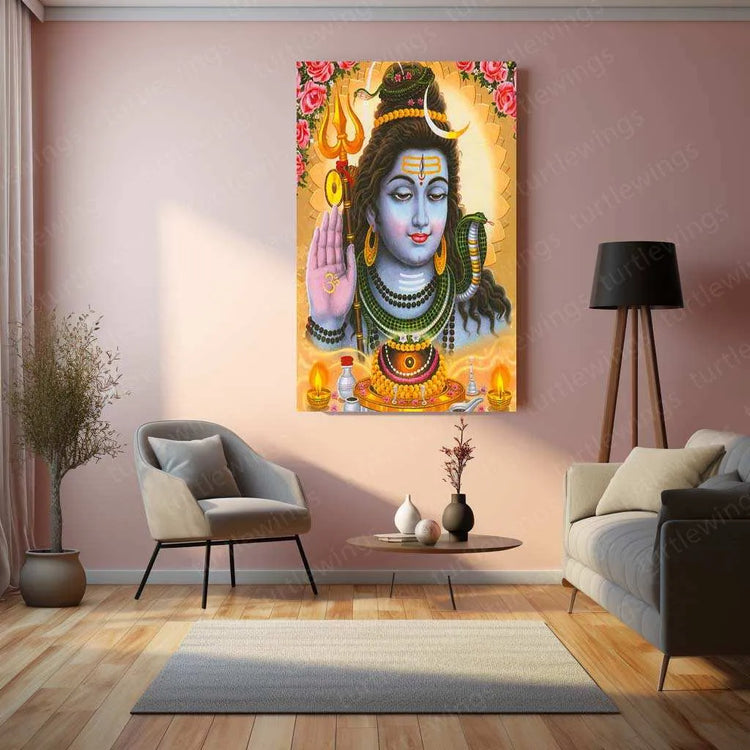 Lord Shiva Metal Poster – Divine Mahadev Wall Art | Hindu Spiritual Decor 2 - TURTLEWINGS 