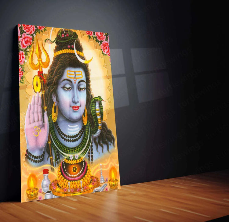 Lord Shiva Metal Poster – Divine Mahadev Wall Art | Hindu Spiritual Decor 2 - TURTLEWINGS 