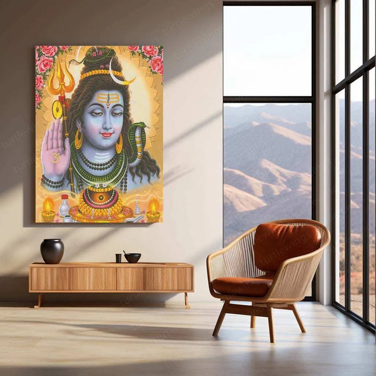 Lord Shiva Metal Poster – Divine Mahadev Wall Art | Hindu Spiritual Decor 2 - TURTLEWINGS 