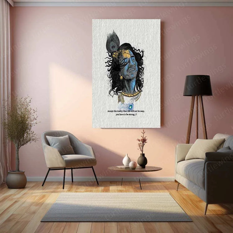 Shri Krishna Quote Metal Poster | Bhagavad Gita Wall Art | Spiritual Decor - TURTLEWINGS 