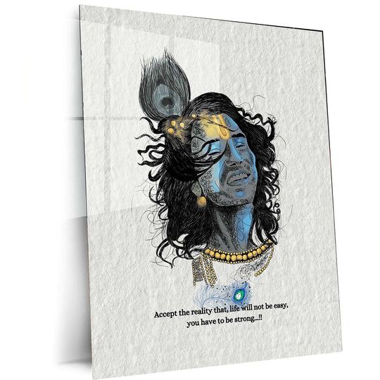 Shri Krishna Quote Metal Poster | Bhagavad Gita Wall Art | Spiritual Decor - TURTLEWINGS 