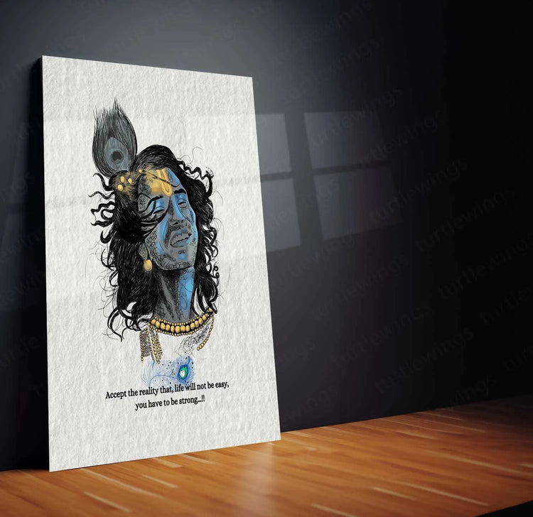 Shri Krishna Quote Metal Poster | Bhagavad Gita Wall Art | Spiritual Decor - TURTLEWINGS 