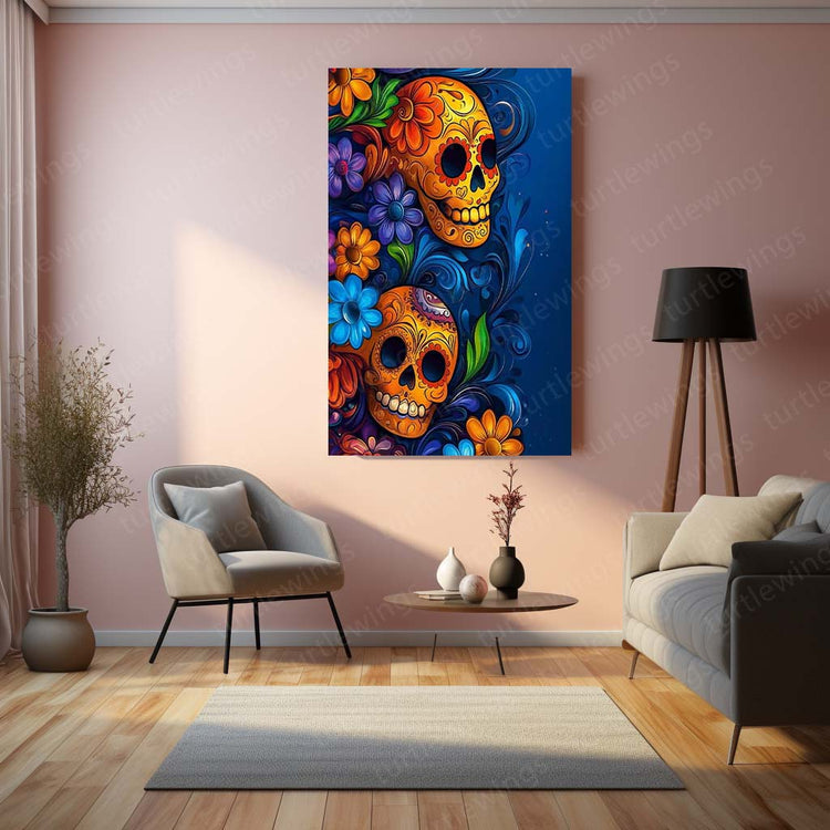 Skull Neon Art Metal Poster | Edgy & Vibrant | High-Quality Metal Print 2