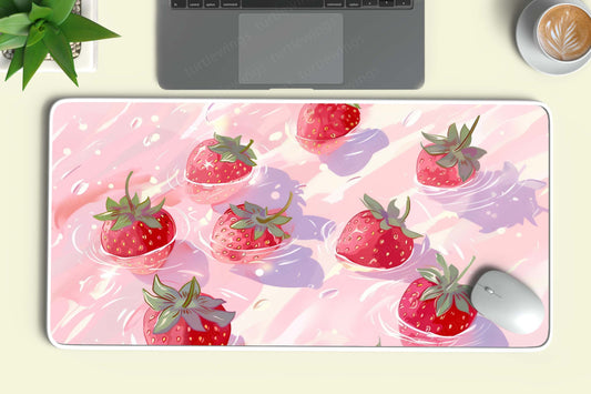 Strawberries Themed Art Deskmat – Fresh and Playful Design for a Sweet Workspace