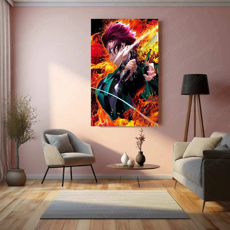 Tanjiro Metal Poster – Demon Slayer Wall Art | Anime Samurai Aesthetic - TURTLEWINGS 