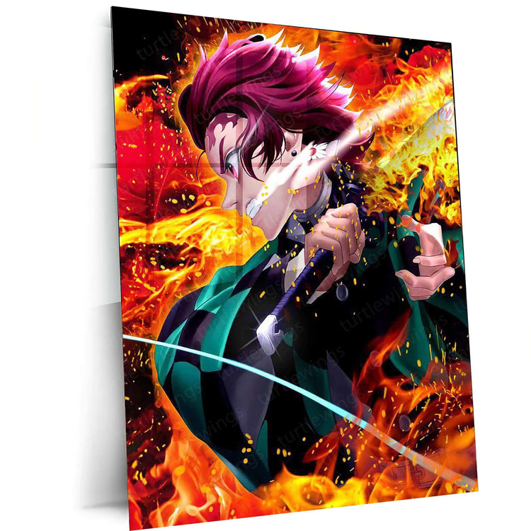 Tanjiro Metal Poster – Demon Slayer Wall Art | Anime Samurai Aesthetic - TURTLEWINGS 