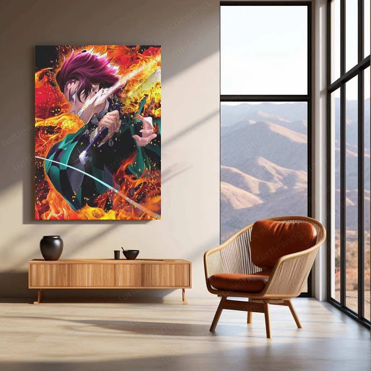 Tanjiro Metal Poster – Demon Slayer Wall Art | Anime Samurai Aesthetic - TURTLEWINGS 