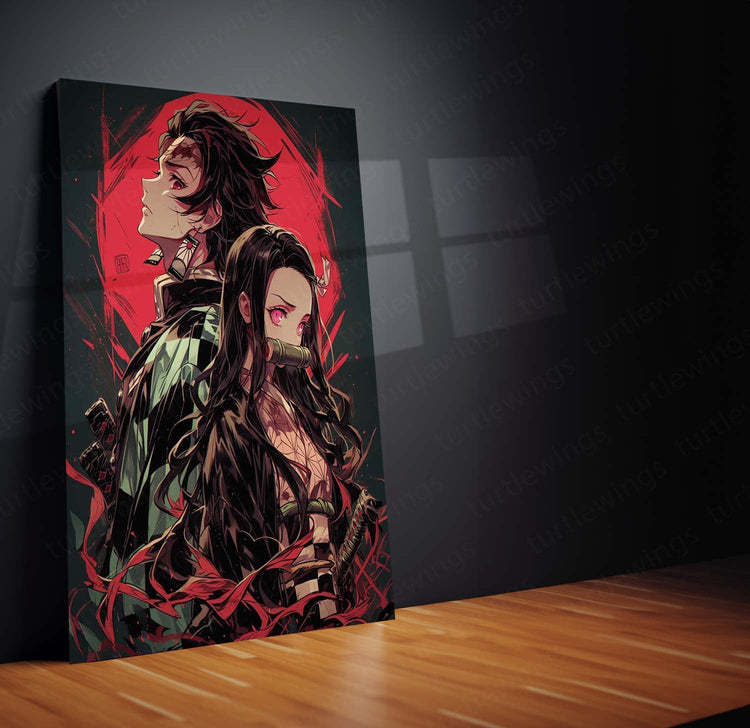 Tanjiro x Nezuko Metal Poster | Demon Slayer Siblings | High-Quality Metal Print