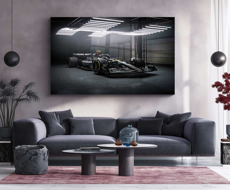 Mercedes-AMG F1 W14 Metal Poster | 2023 Formula 1 Racing Artwork | Silver Arrows Wall Decor - TURTLEWINGS 