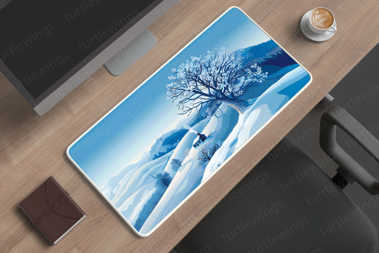 Aesthetic Winter Landscape Deskmat – Enchanting Snowfall Serenity