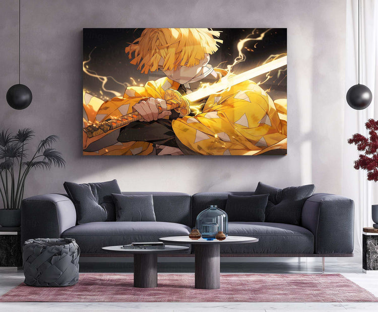 Zenitsu Agatsuma Demon Slayer Neon LED Metal Poster - TURTLEWINGS 