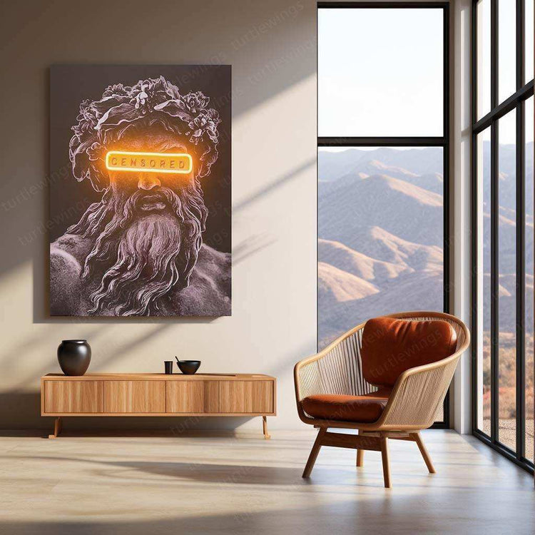 Zeus Censored Neon LED Metal Poster - TURTLEWINGS 