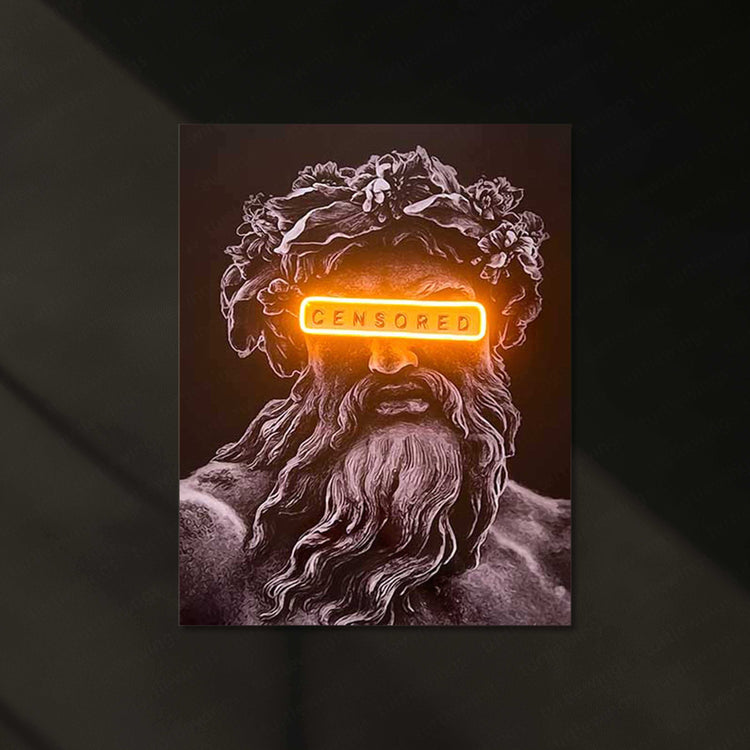 Zeus Censored Neon LED Metal Poster - TURTLEWINGS 