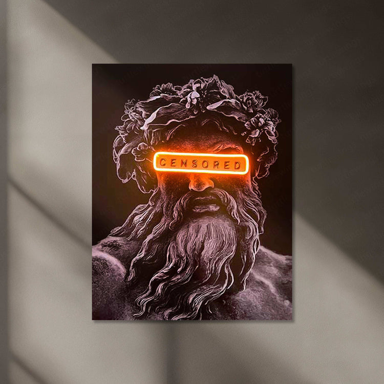 Zeus Censored Neon LED Metal Poster - TURTLEWINGS 