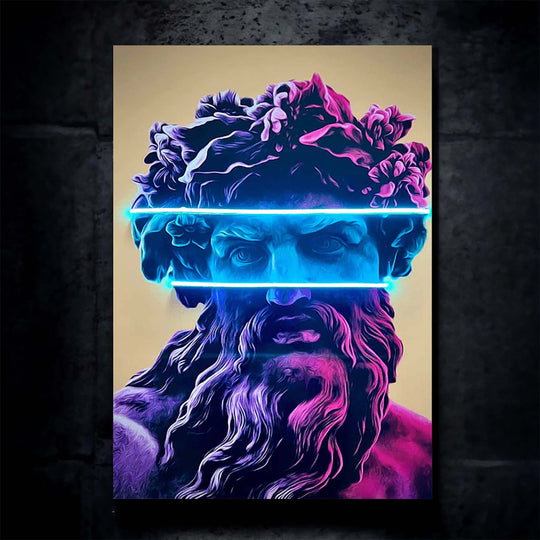 Zeus Pop Blue Neon LED Metal Frame – The King of Gods in Vibrant Light